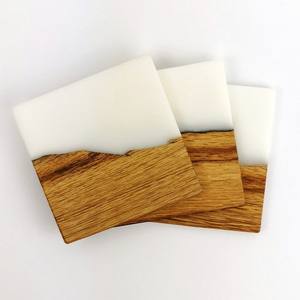 Posavasos de resina y madera Compra nuevos posavasos de madera con estampado de esmalte personalizado para boda y decoración del hogar de la mejor calidad - Product Image 4