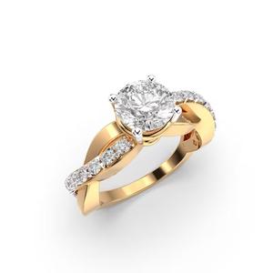 Bague en diamant créée en laboratoire à coupe ronde Bague de mariage en or blanc 14 carats avec réglage à broches Bijoux de fiançailles écologiques - Product Image 4