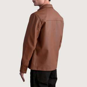 Camisa de Cuero Marrón Mate para Hombre, Cómoda y Elegante - Product Image 6