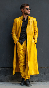 Abrigo largo de cuero Letterman para hombre, gabardina larga de cuero Letterman para hombre, abrigo largo de cuero con botones para hombre - Product Image 3