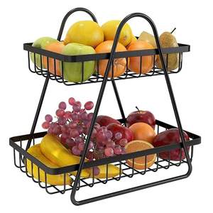 Panier à fruits en fer noir durable pour une utilisation quotidienne en cuisine, conçu pour contenir des charges de fruits lourdes avec facilité et équilibre - Product Image 3