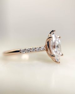 12x6มม. แหวนเพชร CZ ตัดสีขาว | แหวนแต่งงานเดี่ยวผู้หญิง | เครื่องประดับครบรอบวงเงิน - Product Image 4