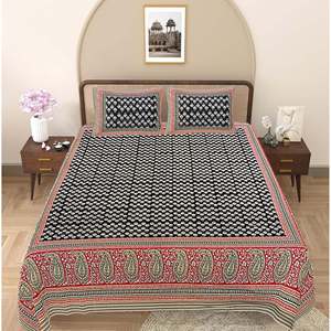 Black Paisley 240 TC 100% Cotton Bedsheet Set Super <b>King</b> <b>Size</b> with 2 Pillow Covers Comforter Type for Home Use (SHKV1100) - Product Image 2