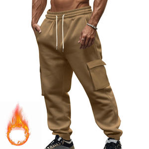 Men's Casual Ripped 100% Cotton Jogger <b>Pants</b> with Fleece Lining MultiPocket Plus Size Workwear - Product Image 1