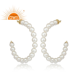 Nuevo diseño 925 plata esterlina 18K chapado en oro perla natural piedra preciosa pendiente Demi joyería fina para mujer regalo para ella - Product Image 2