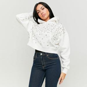 Sudadera con Capucha Personalizada al por Mayor, con Pedrería, Estilo Urbano, Holgada, Brillante, de Lujo, para Mujer, 100% Algodón Tejido - Product Image 1