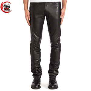 Pantalon en cuir pour hommes de Offre Spéciale fabriqué en usine de haute qualité Pantalon en cuir vierge de couleur noire pour hommes Pantalon cargo pour hommes - Product Image 6