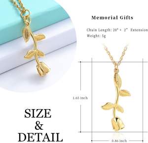 Collier d'urne de crémation en or pour bijoux de crémation de fleurs de cendres pendentif en acier inoxydable pour femmes hommes mémorial humain taille personnalisée - Product Image 6