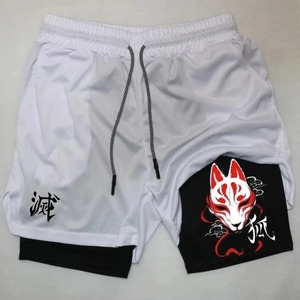 กางเกงขาสั้นลายอะนิเมะแบบ2 in 1กางเกงขาสั้นสำหรับวิ่งการแสดงกีฬาพร้อมการบีบอัดชั้นใน - Product Image 4