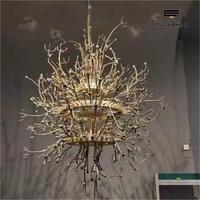 Lampadaire moderne de luxe pour hôtel et villa en verre sur mesure en forme de branche avec source de lumière LED Ingénierie non standard