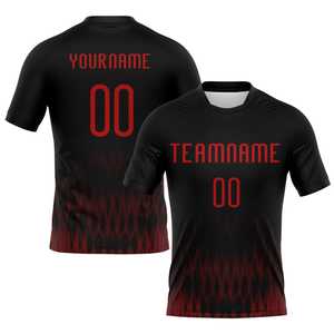 Maillot uniforme de volley-ball à sublimation noir et rouge personnalisé, concevez votre propre uniforme de volley-ball respirant pour adulte - Product Image 2