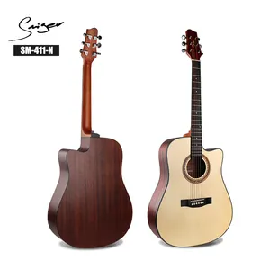 Smiger prix d'usine en gros vente à chaud table en épicéa finition satinée guitare acoustique Sm-411 41 pouces en stock