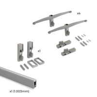Emuca Kit de Muebles de Oficina de 1m de Largo con 4 Estantes de Madera y 1 Barra Colgante Zero Bracket Fabricado en Aluminio Zamak Plástico Pintado
