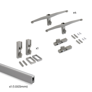 Kit di mobili per ufficio lungo 1m di Emuca con 4 ripiani in legno e 1 staffa sospesa per barra Zero realizzata in alluminio verniciato in plastica Zamak - Product Image 4