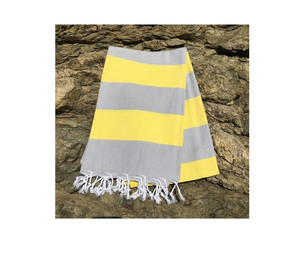 OYA HOME Serviette de bain et de plage turque en coton 100% Peshtemal à séchage rapide et absorbante rayée et couleur unie fabriquée en Turquie - Product Image 1