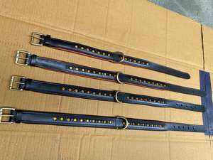 Collar de perro de cuero de patrón sólido de alta calidad con cristales de diamantes de imitación para caminar con perros - Product Image 3