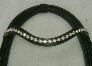 Brida de cuero Horse Weymouth con correa de cristal para cejas, riendas de cuero dobles, todas las tallas - Product Image 6