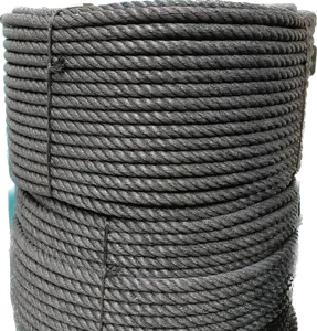 聚丙烯绳3股8毫米黑色，带防紫外线聚丙烯绳，用于包装/钓鱼