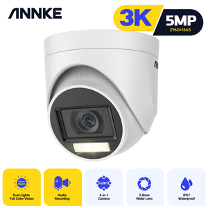 Annke 3K(5MP) TVI âm thanh & thông minh kép Ánh sáng an ninh máy ảnh trong nhà <span class=keywords><strong>Analog</strong></span> CCTV <span class=keywords><strong>Camera</strong></span> ngoài trời IP67 thời tiết - Product Image 2
