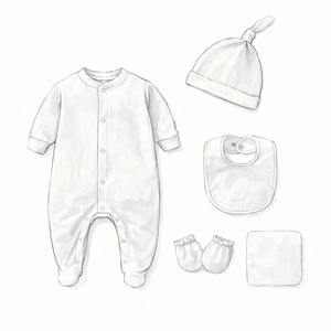 ชุดเสื้อผ้าเด็กออร์แกนิคผ้าฝ้ายมาตรฐาน GOTS สำหรับเด็กผู้หญิง อายุ 3-6 เดือน ชุดเสื้อผ้าเด็กแรกเกิดแบบสั่งทำได้ - Product Image 2