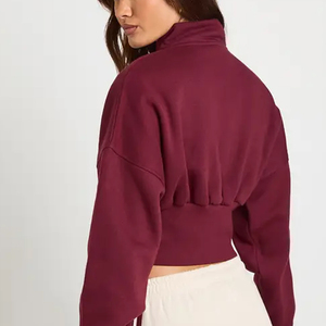 Sweat-shirt uni pour femme Clean Finish, vêtements, acheteurs en gros, prix d'usine, sweat-shirt uni pour femme / manches longues avec fermeture éclair - Product Image 5