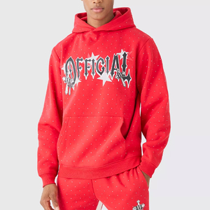 Prix d'usine Regular Fit All Over Rhinestone Survêtement Nouveau Design Pullover Hoodie Streetwear Survêtements Ensembles - Product Image 3