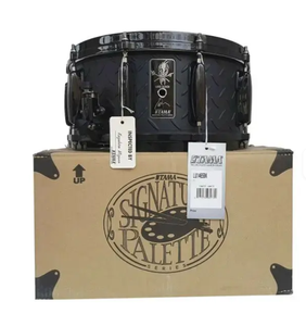 Tambour à main classique de fanfare professionnel, édition limitée noire authentique, avec peaux de tambour en peau de mouton et construction métallique - Product Image 1