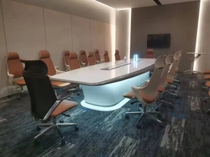 Modern Luxury Smart LED Conference <b>Table</b> Eco Friendly Wooden Boardroom Meeting Desk Convertible Futuristic Multipurpose Training - Product Image 4