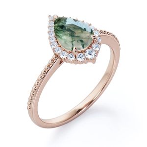 925 Sterling Silver 0.7 Carat Pear Cut Women's Engagement <b>Ring</b> Classic Style 18K Gold Plated Prong Setting - Product Image 3