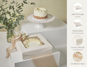 Cajas <span class=keywords><strong>de</strong></span> Panadería <span class=keywords><strong>de</strong></span> Papel Texturizado <span class=keywords><strong>de</strong></span> 270 g/m² con Ventana y Logotipo Estampado en Lámina, Plegables para Pastel, Chocolate, Fresas, Pastel <span class=keywords><strong>de</strong></span> Queso, Tartas - Product Image 4