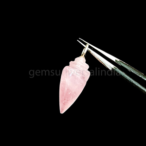 Quartz Rose naturel coquille lisse sculpté pierre précieuse 925 pendentif en argent Sterling bijoux pour collier plaqué or pendentifs en vrac - Product Image 5