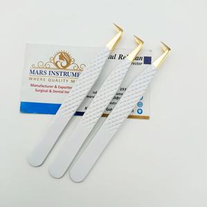 Pince à épiler professionnelle d'extension de cils d'angle de botte de 90 pointes d'or de couleur nue pince à épiler parfaite - Product Image 5