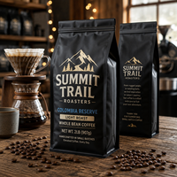 Sacs à café mats noirs AT PACK de 2 lb avec fermeture à lien métallique, emballage personnalisé à soufflets latéraux pour torréfacteurs de café