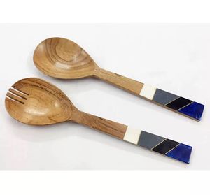Servidor de ensalada de madera de mango de alta calidad Juego de servidor de ensalada de madera hecho a mano Cucharas Tenedores Utensilios Cuchara de cocina Regalo - Product Image 4