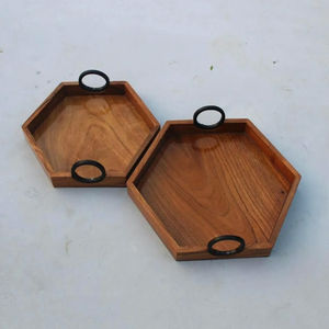 Nouveauté tendance : Plateau de service circulaire en bois, taille personnalisable, emballage sur mesure pour la maison, l'hôtel et le restaurant - Product Image 3