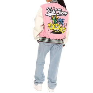 แจ็กเก็ตเบสบอลผ้ากำมะหยี่สำหรับผู้ชายและผู้หญิงแจ็กเก็ตหนังปักโลโก้ด้านหน้าสำหรับผู้ชาย - Product Image 4