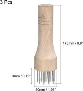 Ablandador de carne de acero inoxidable, clavos de aguja de mazo de carne herramientas de cocina con mango de madera para ablandar carnes bistec pescado - Product Image 2