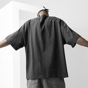 Primavera y verano hombres peso pesado 280gsm 100 algodón 25 colores tamaño suelto liso hombro caído Camiseta de manga corta de gran tamaño - Product Image 6