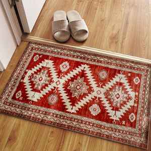 Red Ethnic <b>Rug</b>: Geometric Aztec Turkish Boho <b>Hallway</b> <b>Rug</b>,Nonwoven Thin <b>Rug</b> - Product Image 4