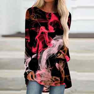 2025 Camiseta de manga larga holgada informal con estampado superior de moda de alta calidad para mujer estilo Formal - Product Image 3