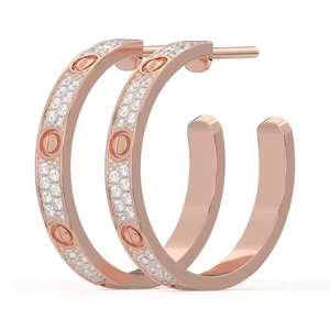 Nueva colección de pendientes redondos de diamantes de moissanita para mujer en plata de ley VVS Clarity Diamond Hoop Earring - Product Image 3
