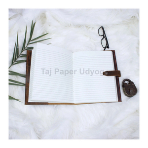 สมุดปกหนังแข็งสีน้ำตาลทำด้วยมือสมุดโน้ต100มีหน้า240สีขาวระบบจีเอสเอ็ม A5สมุดโน๊ต - Product Image 3