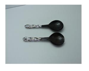 Outils de salade en corne de buffle faits à la main de haute qualité ensemble de couverts en corne de vache économique cuillère de service fourchette ustensiles de cuisine à faible coût - Product Image 2