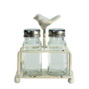 Ensemble de support de salière et poivrière en métal vintage avec oiseau, ensemble de salière et poivrière mignon avec caddie pour restaurants, décor de ferme - Product Image 1