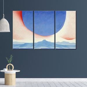 Toile imprimée Ciel du désert : Affiche abstraite soleil et montagne pour décoration moderne, 3P : Prête à accrocher - Product Image 1