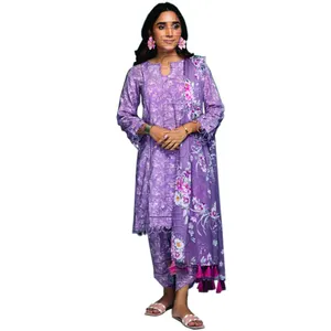 Última Coleção Paquistanês Shalwar Kameez Suit Mulheres Casual Gramado Shalwar Kameez Suit Vestidos