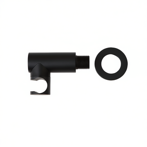 Robinet de sortie d'eau rond noir mat avec support de douche et raccord flexible – Articles de bain et toilettes - Product Image 3