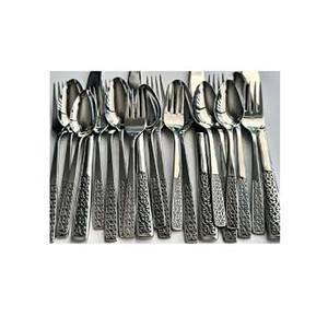 Amazing Silver Mirror Polished New Flat Rectangular end Embossed Design Handle <b>Cutlery</b> Stainless Steel Silverware Royal Luxury - Product Image 1