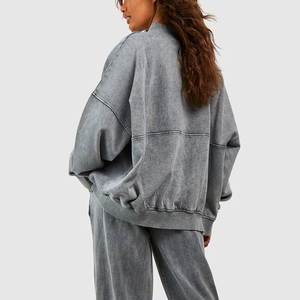 Conjunto Deportivo Casual con Lavado Ácido, Chaqueta Suave con Pantalones Anchos Elegantes para Atuendos Modernos - Product Image 5