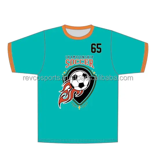 Youth Fashion Soccer Jersey top Trend Sportswear Teal Color Soccer Jerseys customized Team logo Embroidery Football Shirts